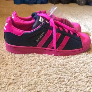 Navy Blue & Pink Custom Adidas Superstars